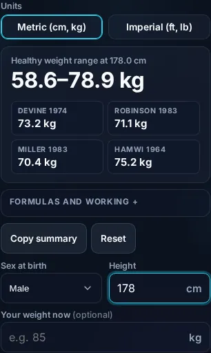 Finding an ideal weight on a phone, no app installed.