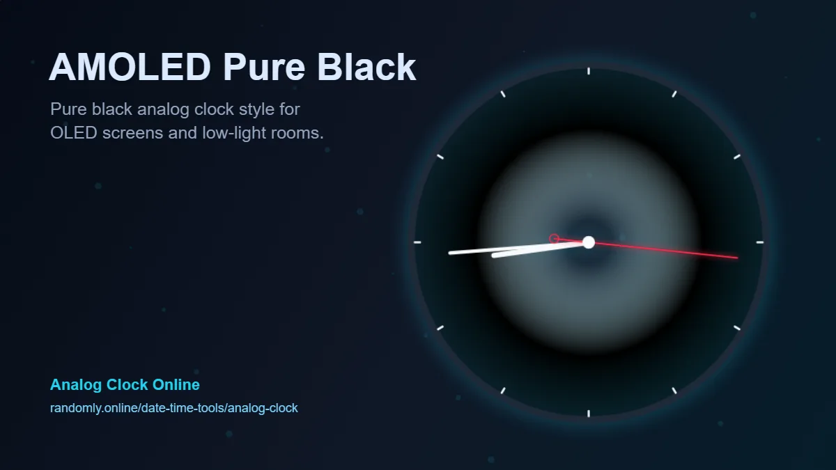 AMOLED Pure Black analog clock style preview for OLED screens