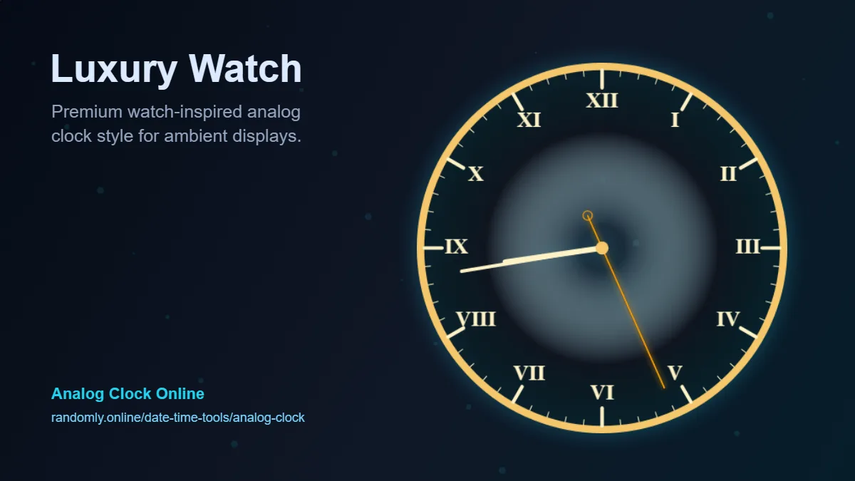 Luxury Watch analog clock style preview for premium ambient displays