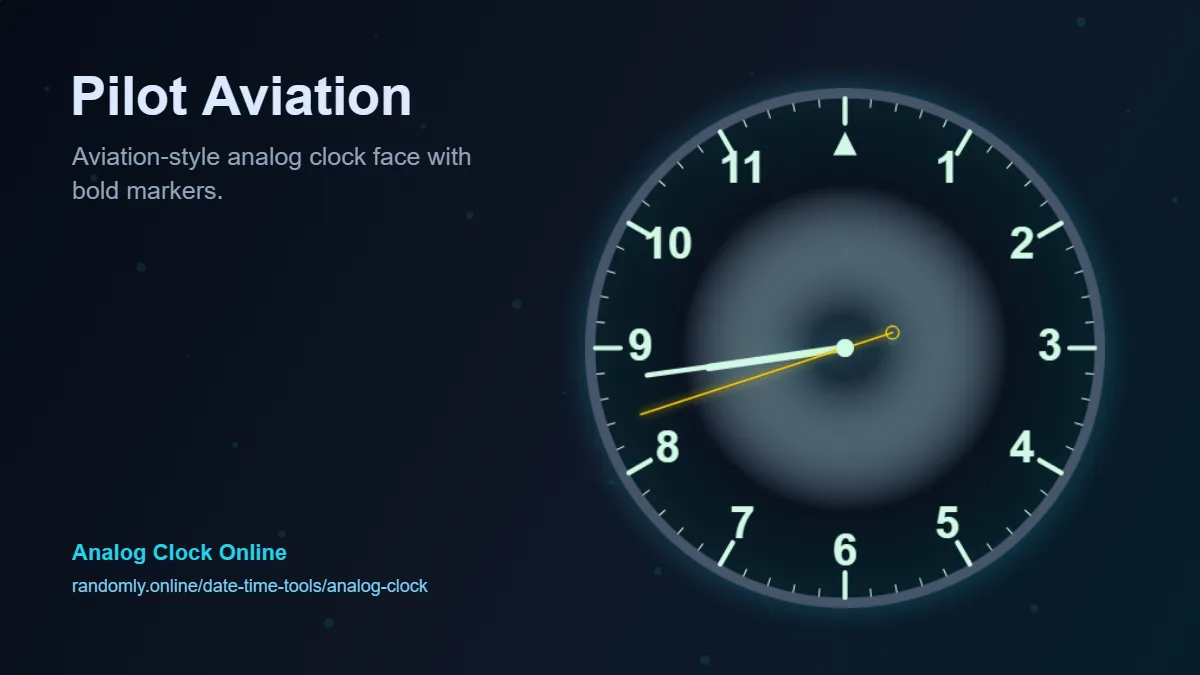Pilot Aviation analog clock style preview with bold aviation markers