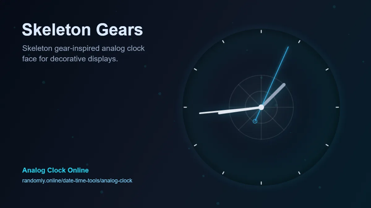 Skeleton Gears analog clock style preview for decorative displays