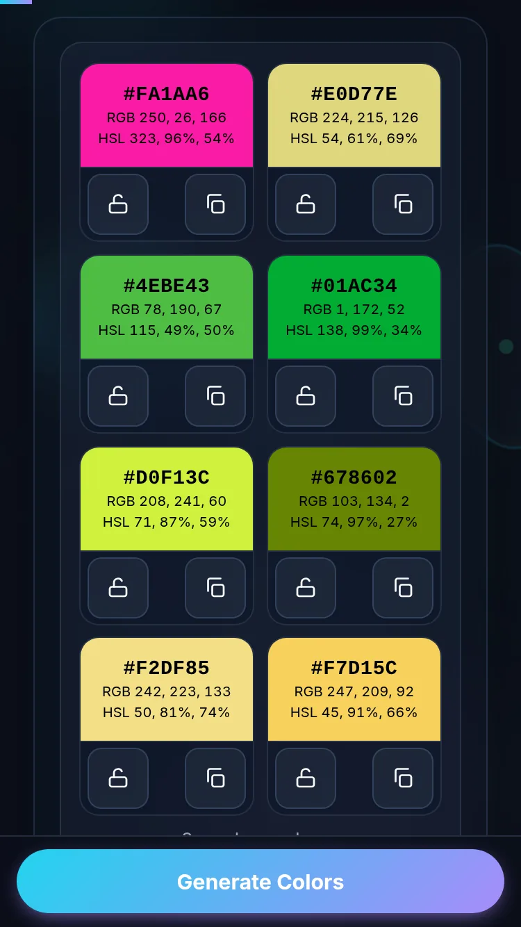 Generating random colours on a phone, no app installed.