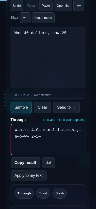 Making strikethrough text on a phone, no app installed.